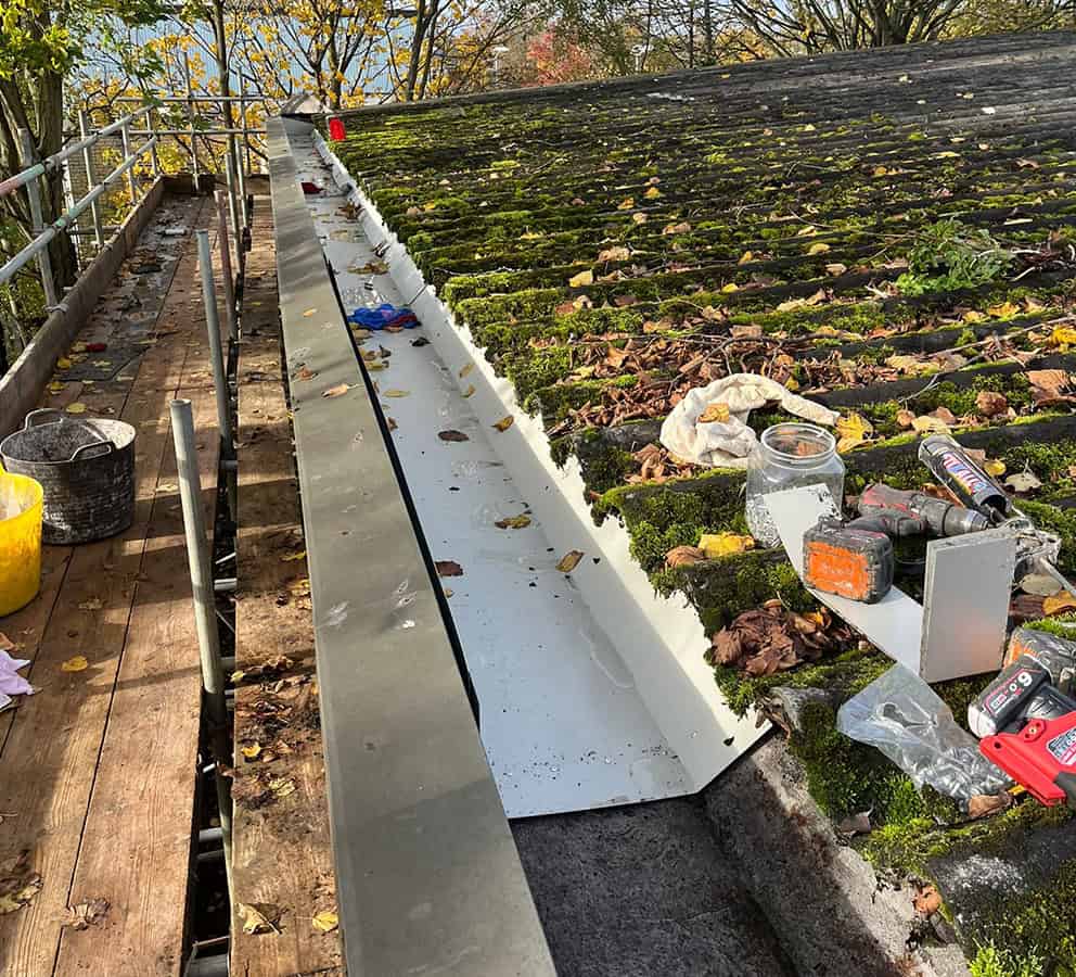 high level commercial gutter replacement